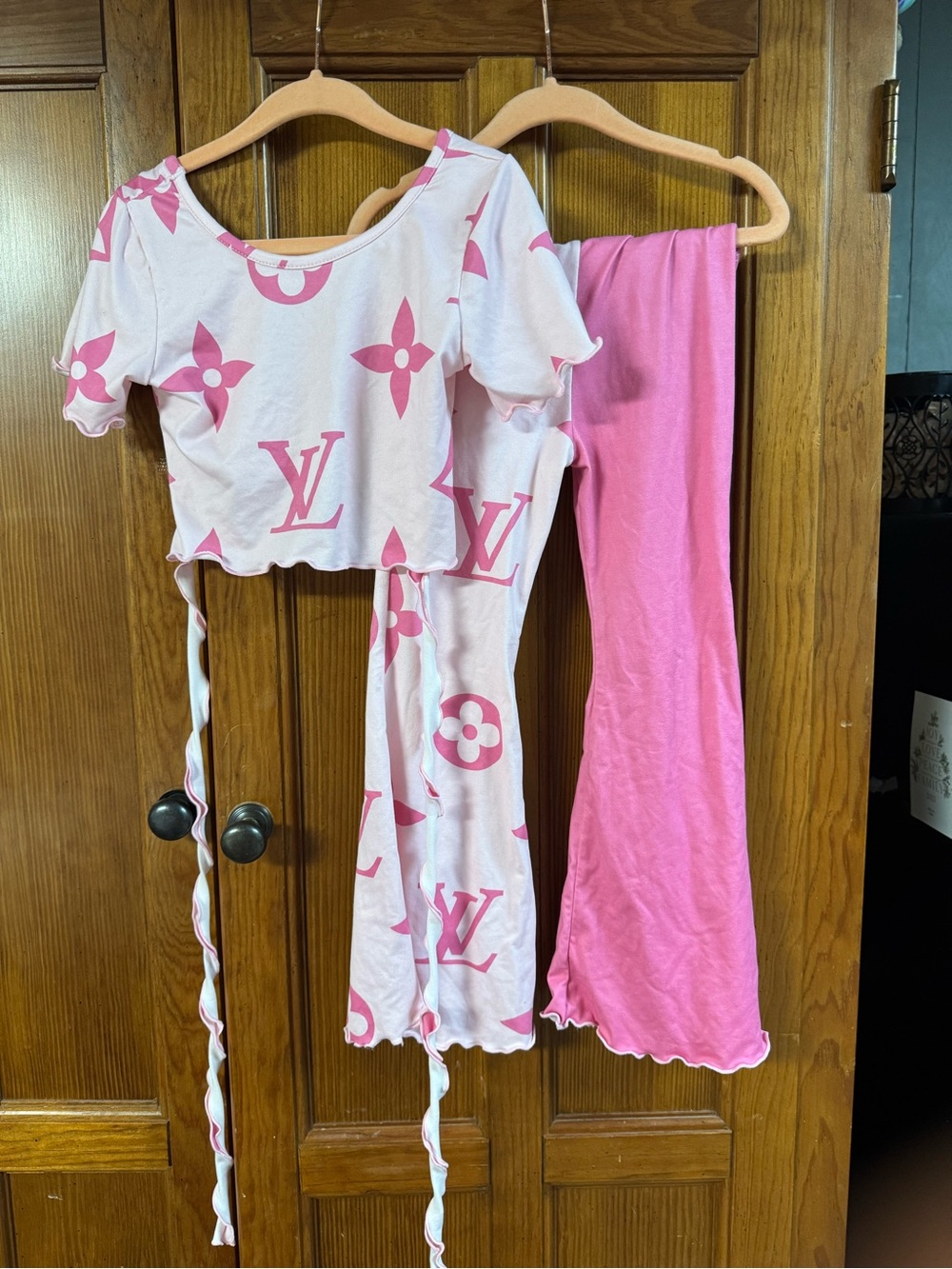 Fashion Is Tots 2 Piece Pink Bell Bottom Set